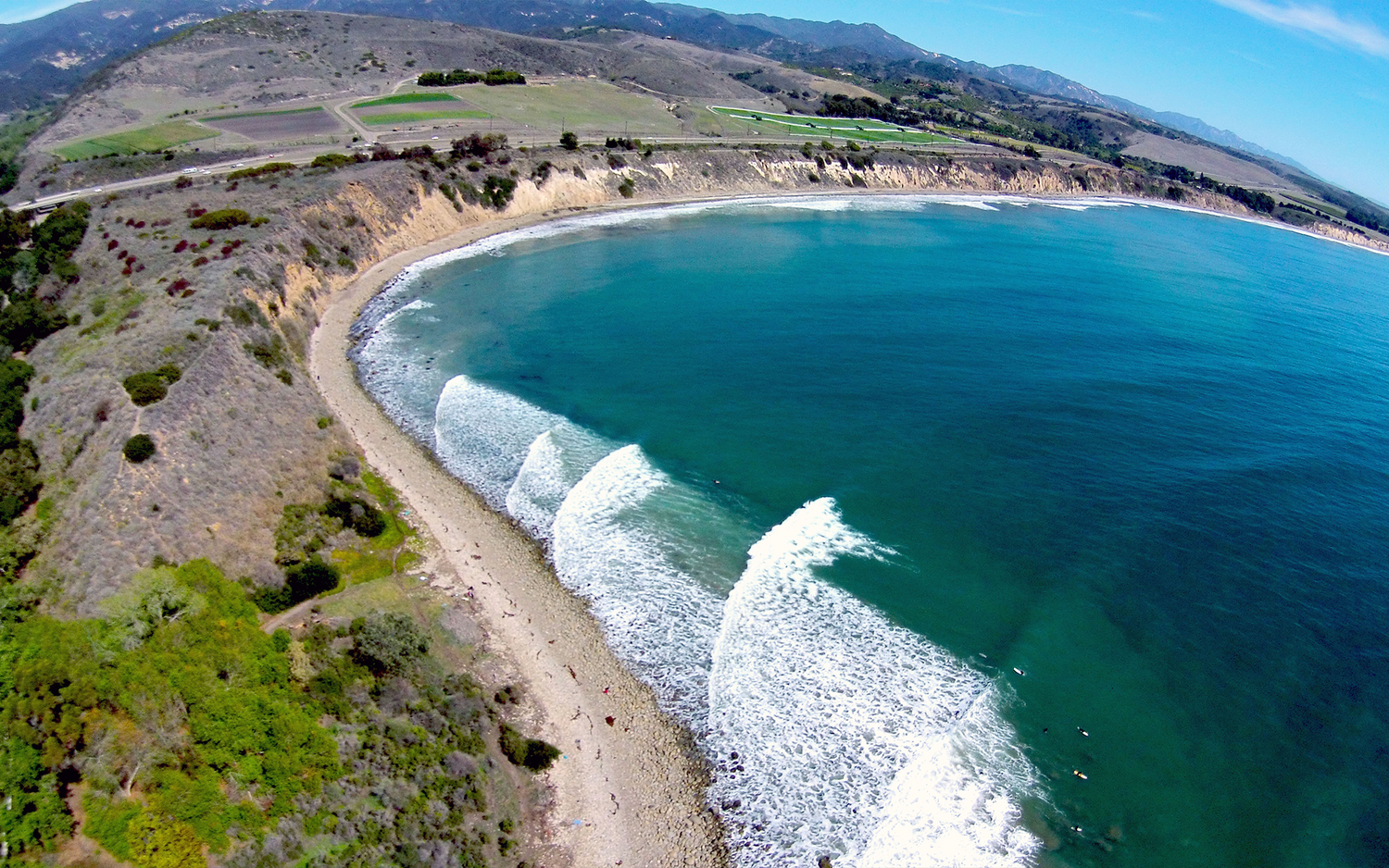 Beach camping near Santa Barbara with tents on the sand
