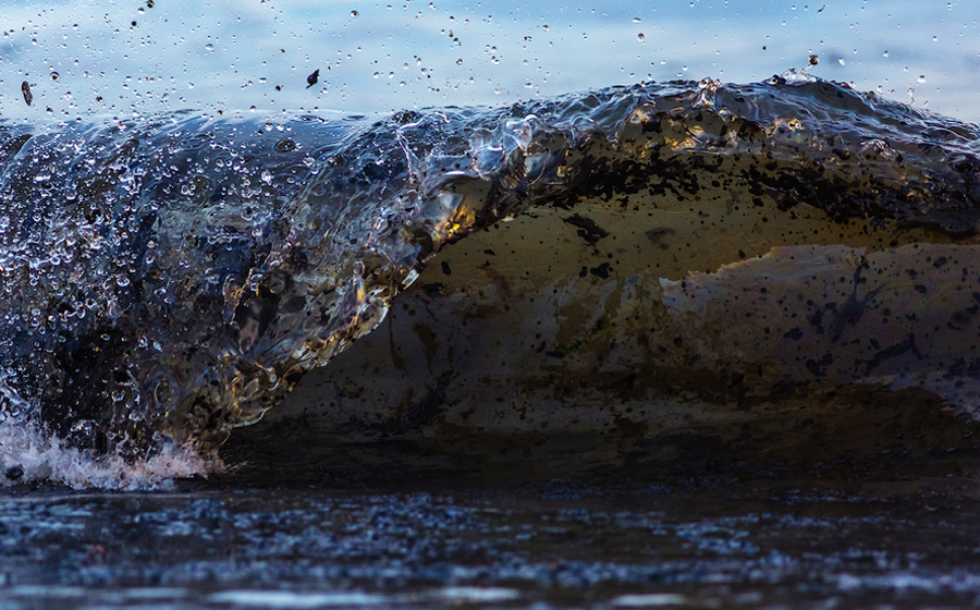 History of natural oil seeps in Santa Barbara, archival coastal photo